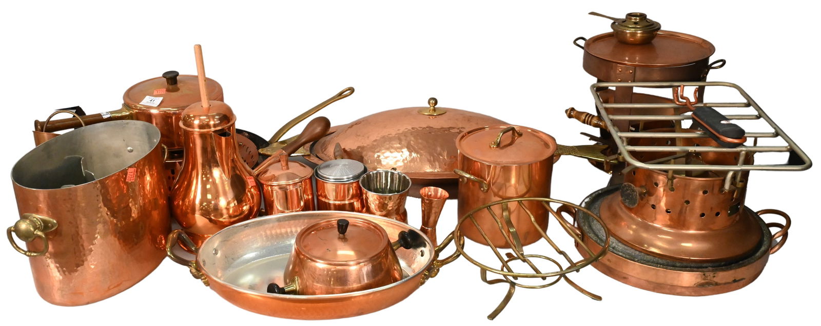 Large Grouping of Brass and Copper Cookware (1 of 8)