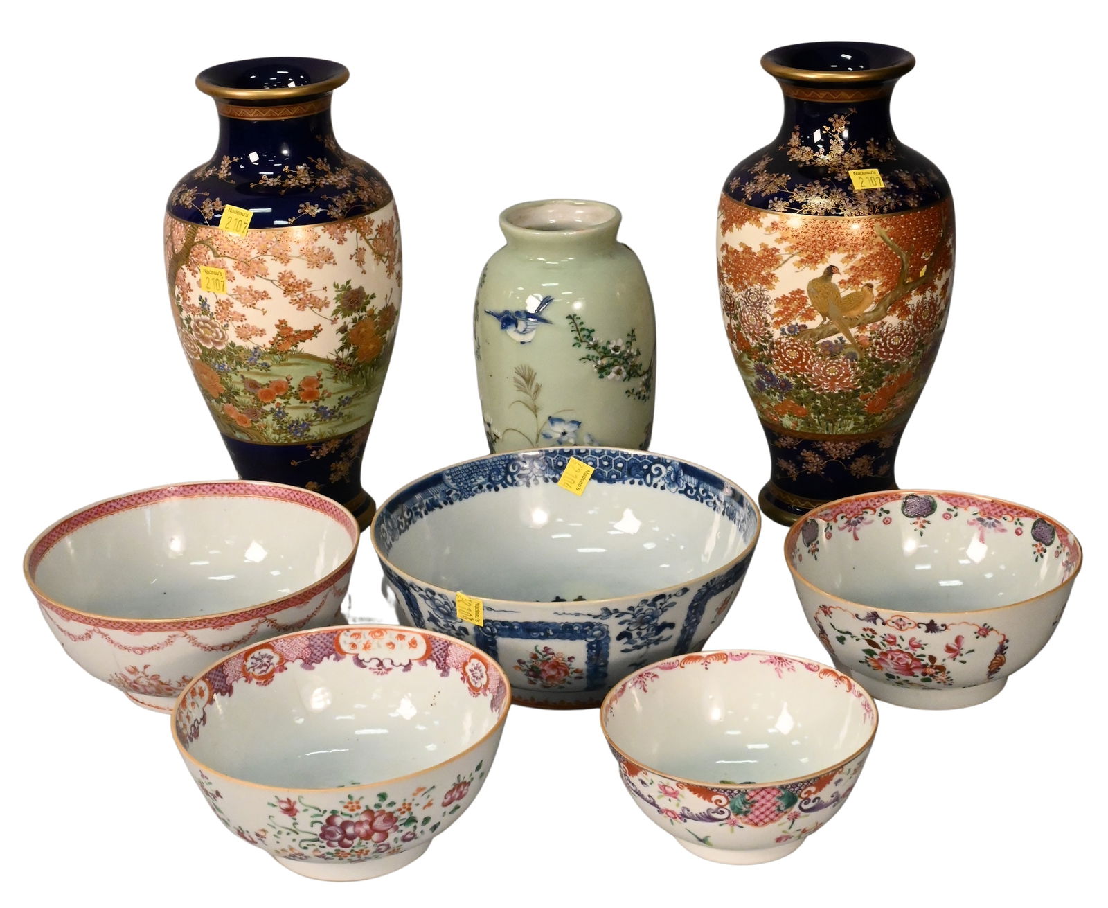 Nine Piece Chinese and Japanese Porcelain Grouping (1 of 9)