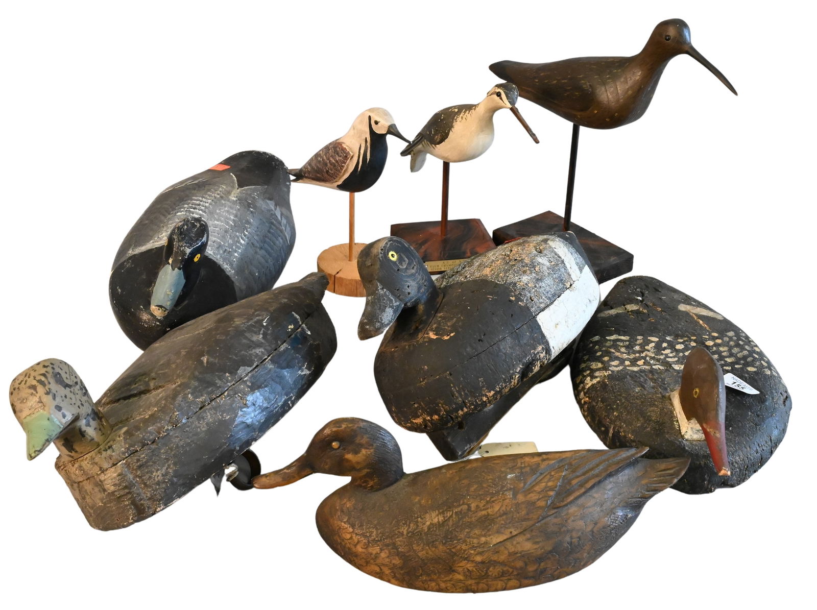 Group of Eight Vintage Hand Carved Ducks and Shore Birds (1 of 5)