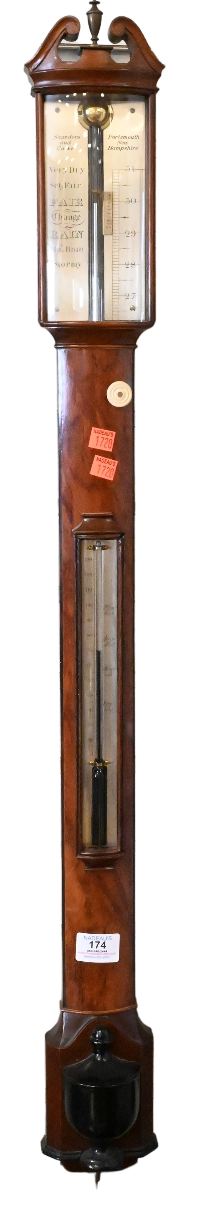Saunders and Cooke Mahogany Stick Barometer (1 of 5)