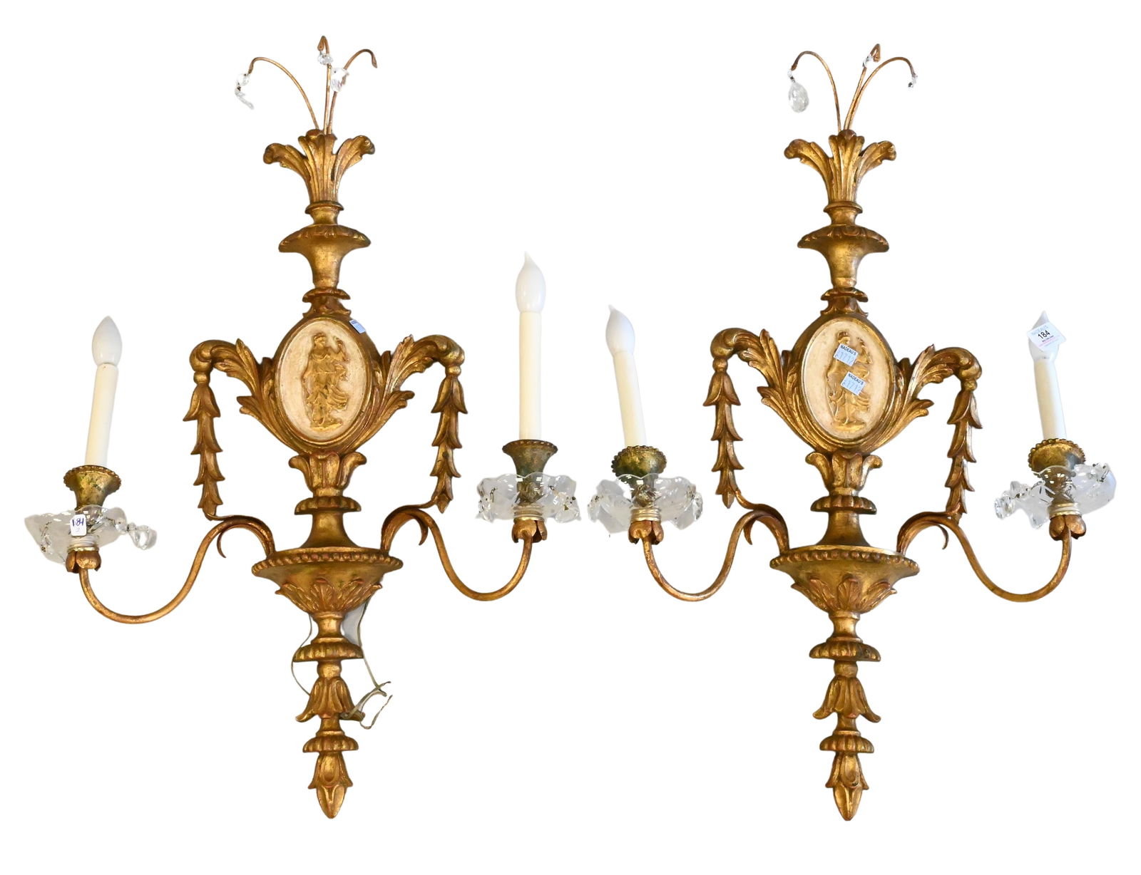Pair of French Style Gilt Two Light Sconces (1 of 1)