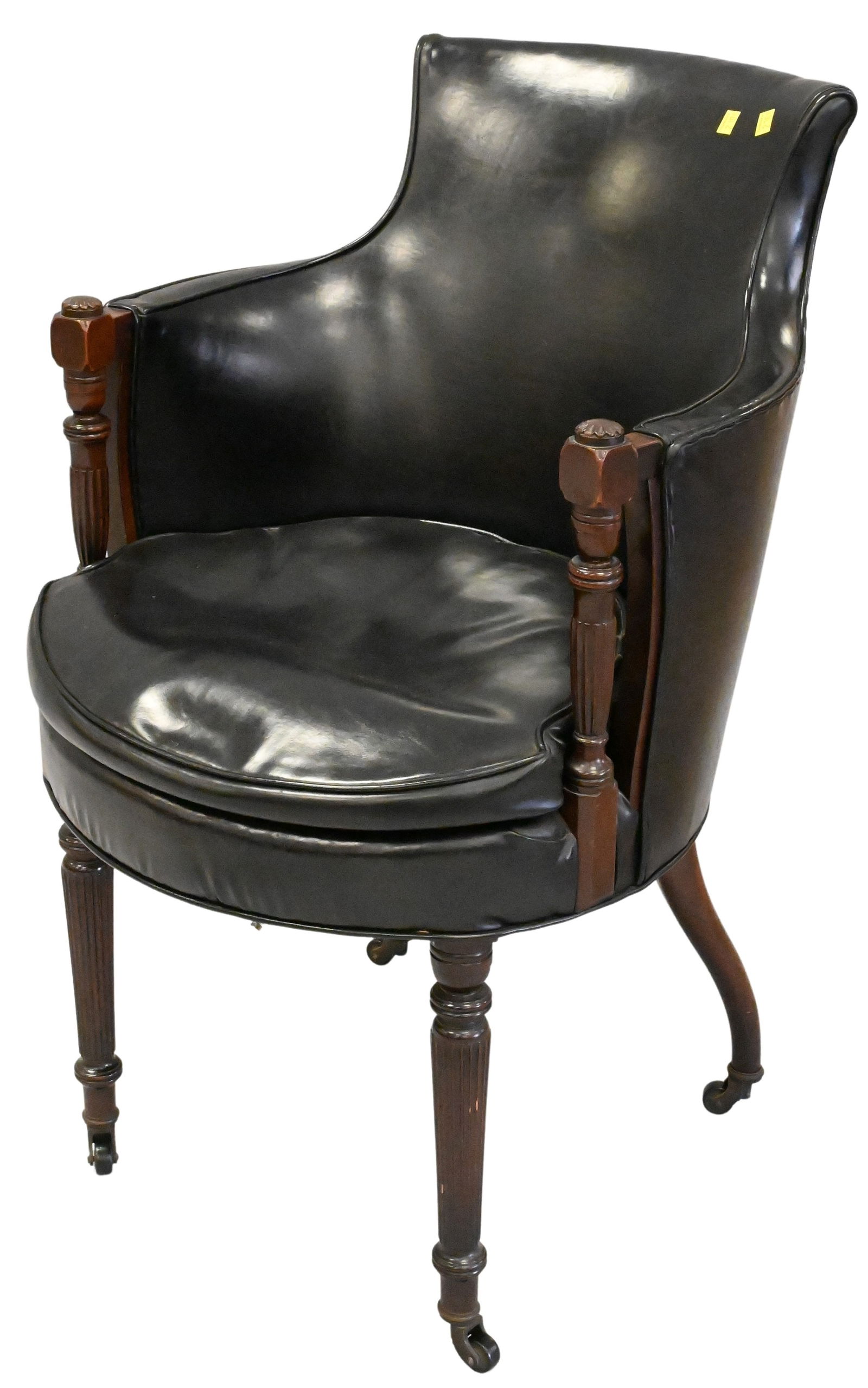 George III Style Mahogany and Leather Upholstered Desk Chair (1 of 5)