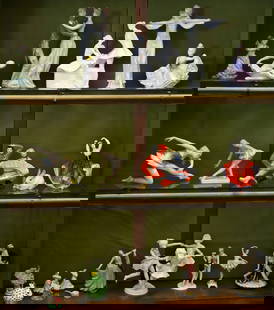 Large Group of Porcelain Figures: Large Group of Porcelain Figures, to include two Hutschenreuther figures, Royal Crown Derby rabbit, Moriyama figure, Japan, one lladro "Anniversary" figurine, one Iladro rabbit, royal D. Reflections "