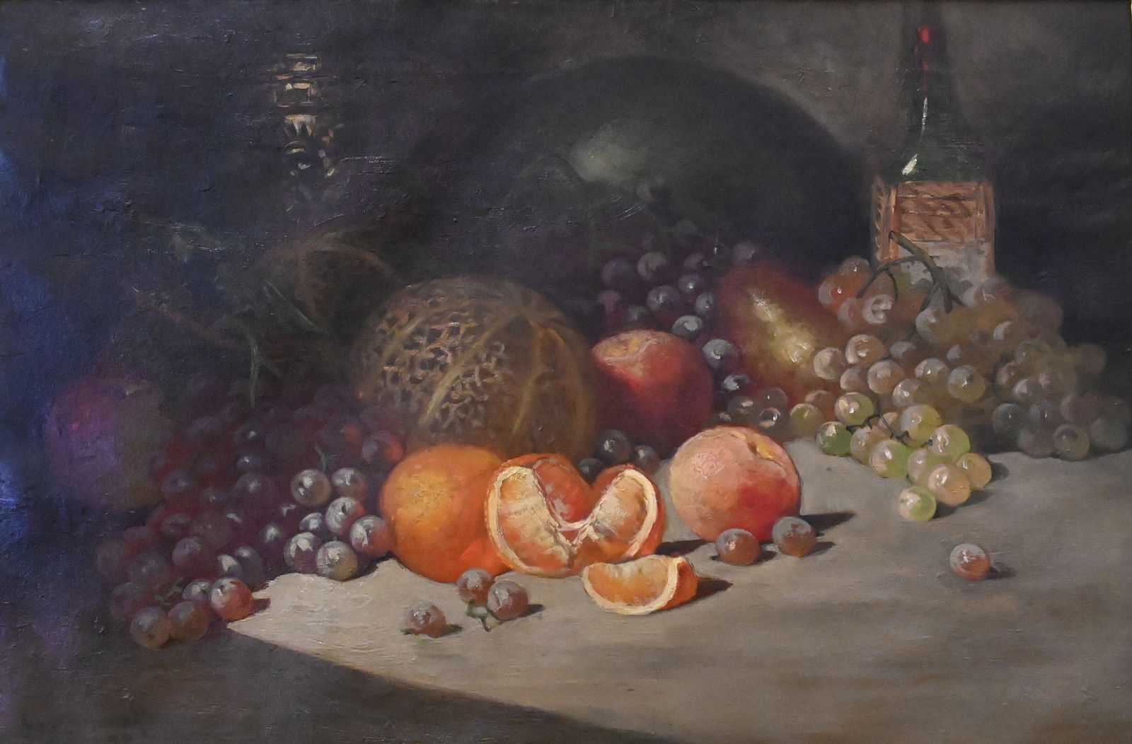 George William Whitaker (American 1841-1916) Oil on Canvas: George William Whitaker (American 1841-1916)still life with grapes and melonoil on canvassigned lower left "George Whitaker '90" (1890)having Guido Art Gallery receipt on verso, bought for $8,700 in 1