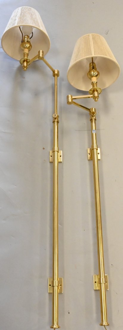 Pair of Articulating Brass Pole Lamps (1 of 5)