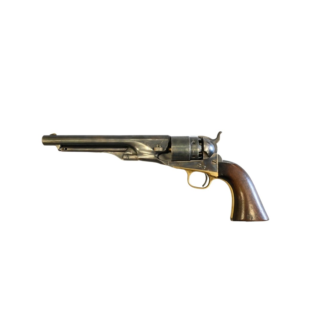1860 Colt Army 44 Caliber Revolver: 1860 Colt Army 44 Caliber Revolver, serial #36442, 6HS Patent #6442, having etched ships to cylinder, manufactured 1862.