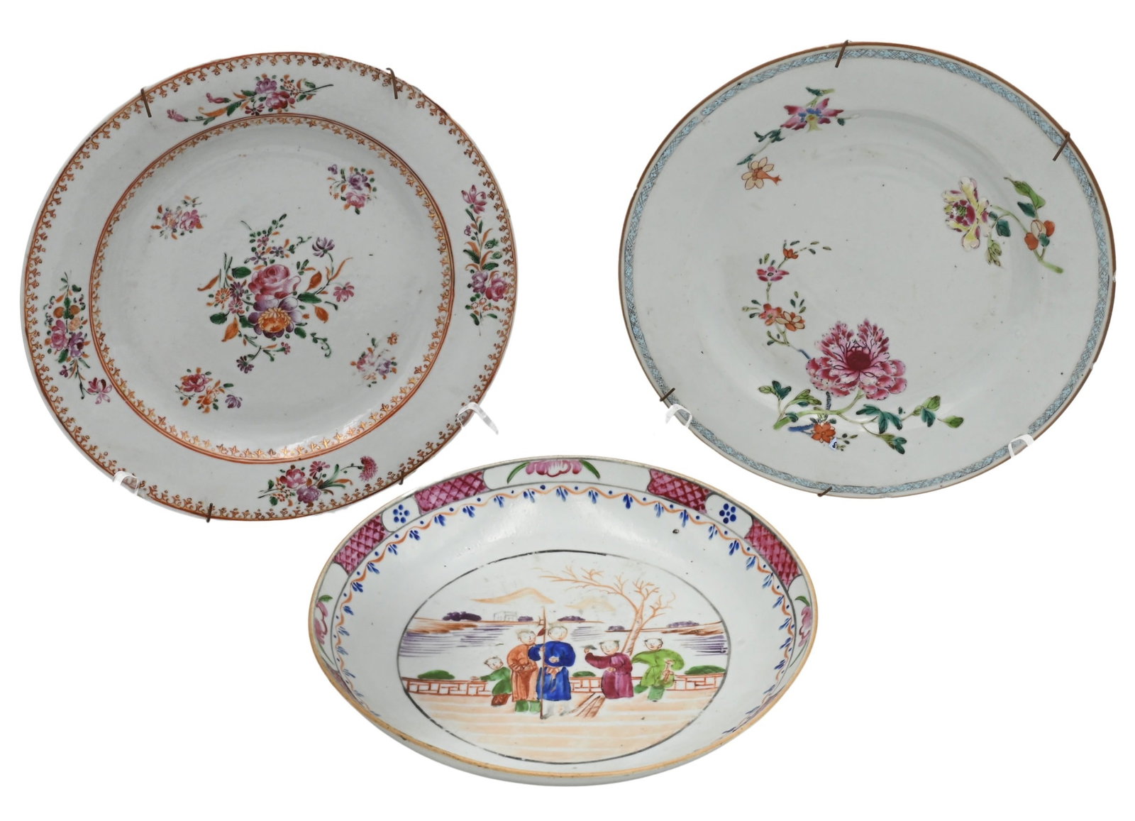 Three Chinese Export Famille Rose Pieces (1 of 7)
