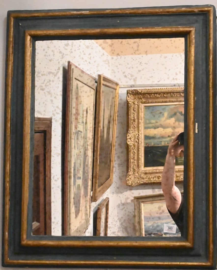 Blue Painted Mirror with Parcel Gilt Borders (1 of 4)