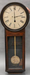 Long Drop Oak Regulator Clock: Long Drop Oak Regulator Clock Having brass pendulum Height 53 inches, clock face diameter 21 inches