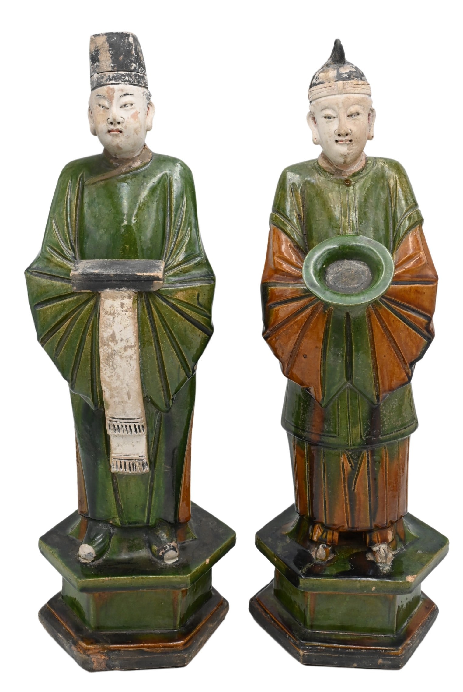 Pair of Chinese Glazed Pottery Figures (1 of 8)