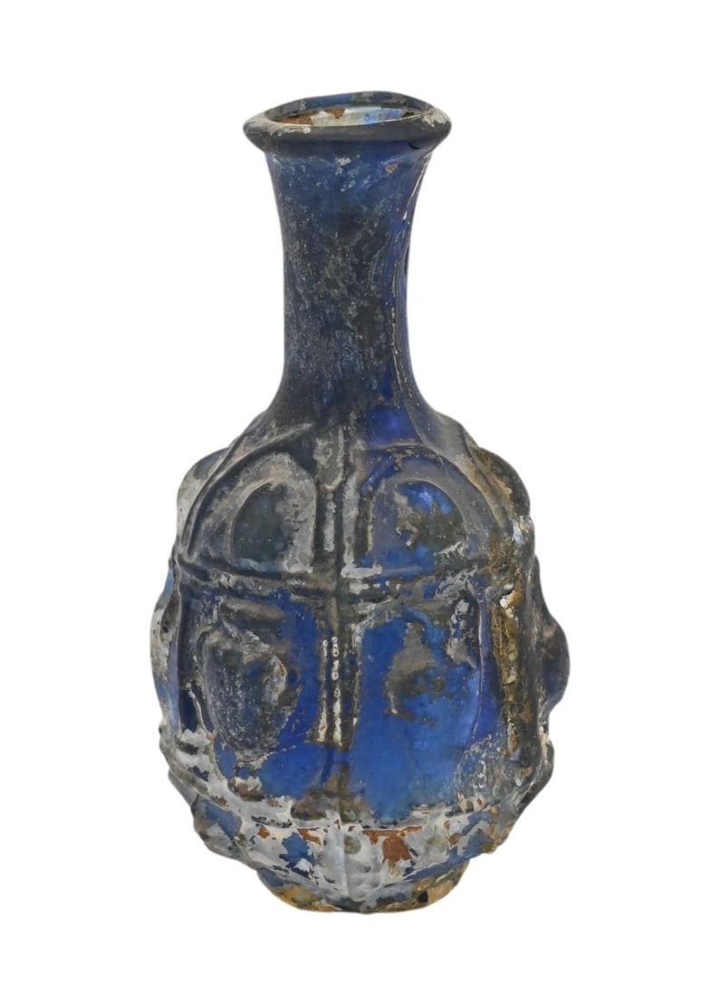 Roman Mold-Made Blue Glass Bottle (1 of 4)