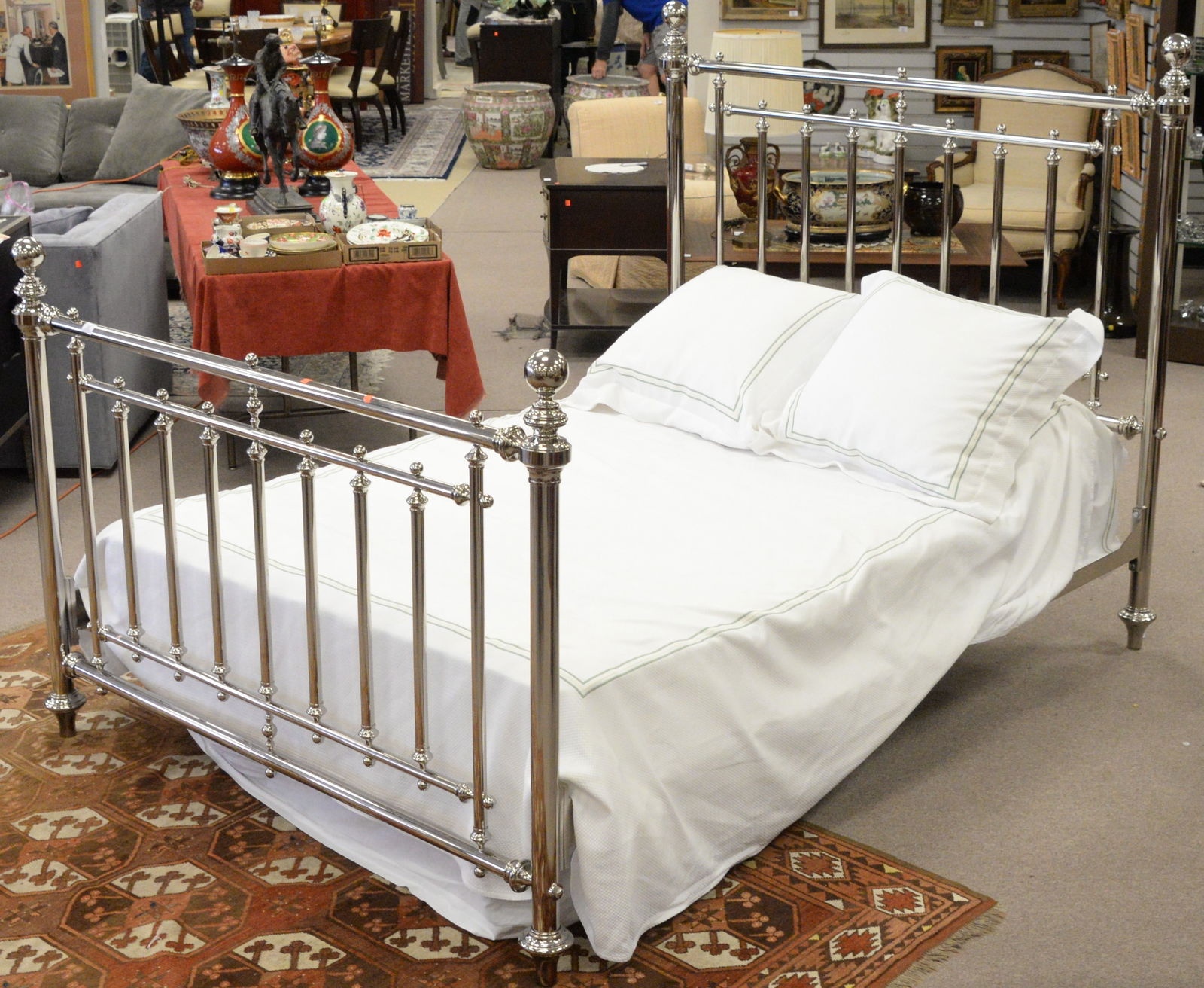 Chrome Queen Size Bed (1 of 3)