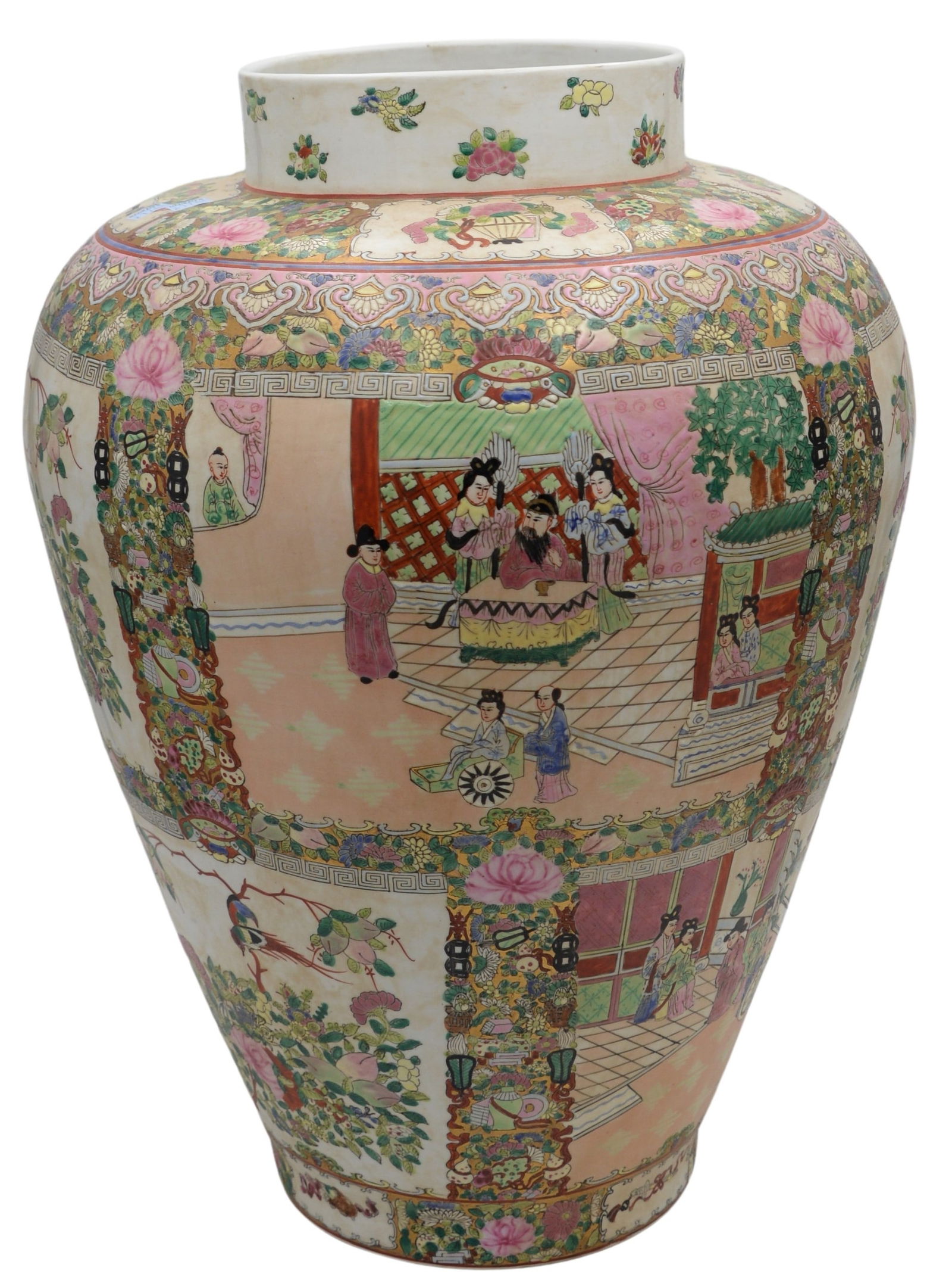 Large Chinese Rose Medallion Porcelain Vase (1 of 3)