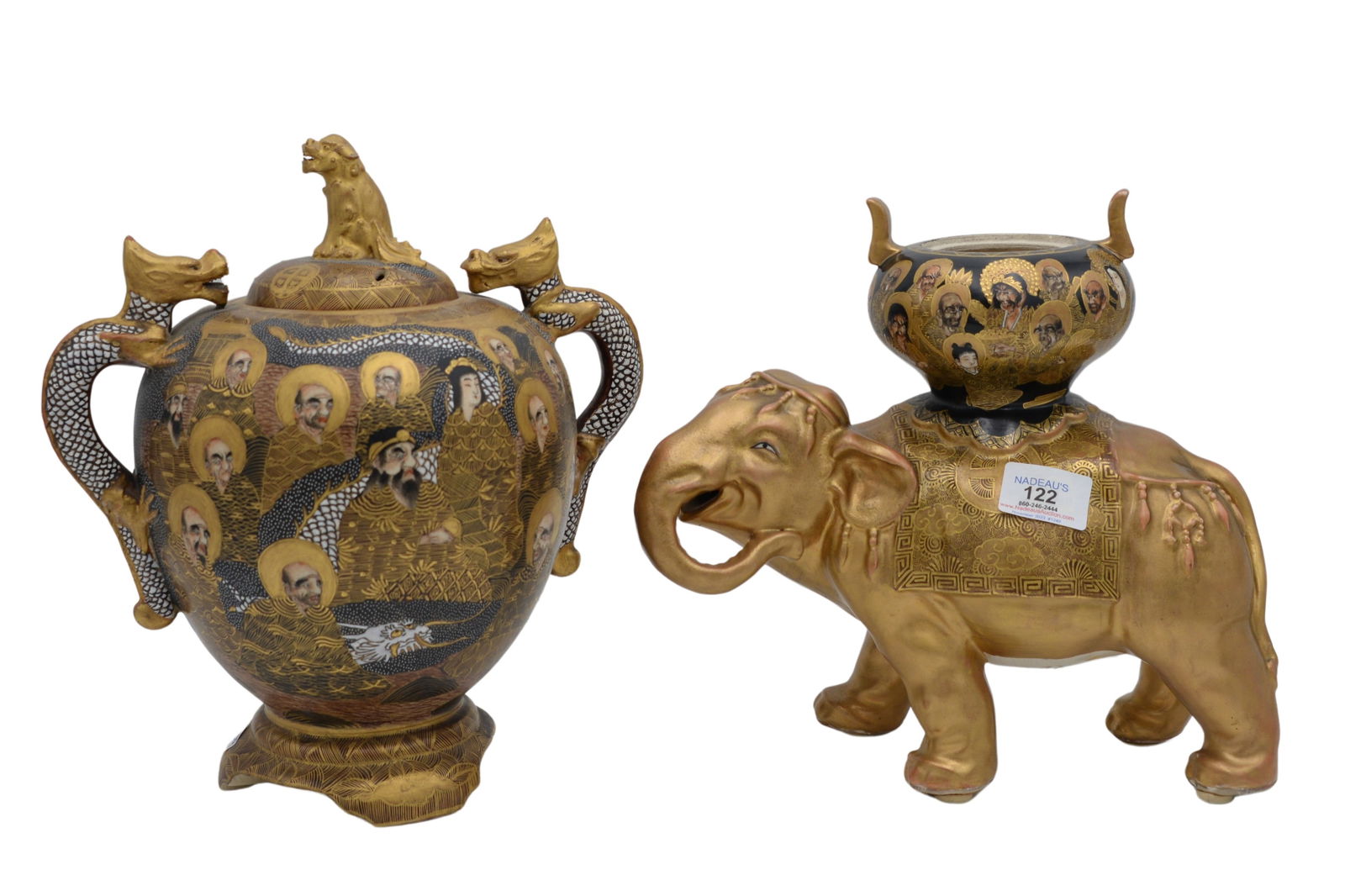 Two Satsuma "1000 faces" Pieces (1 of 9)