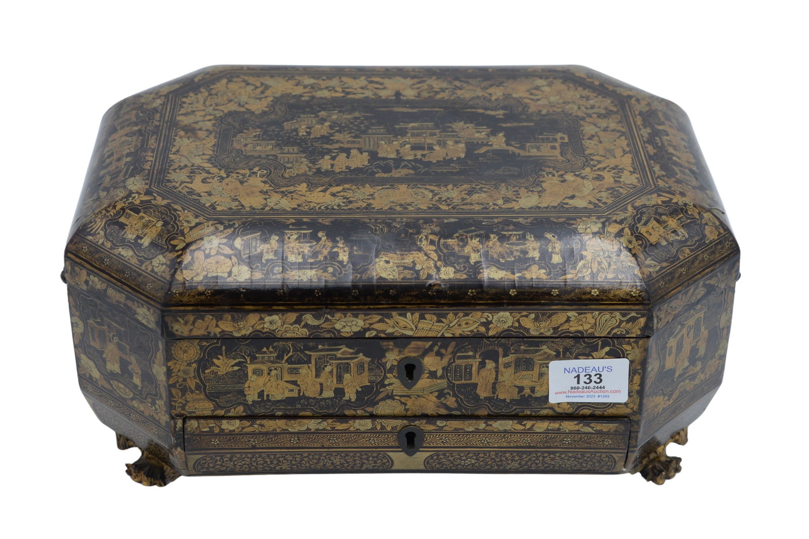 Chinoiserie Ebonized Sewing Box (1 of 6)