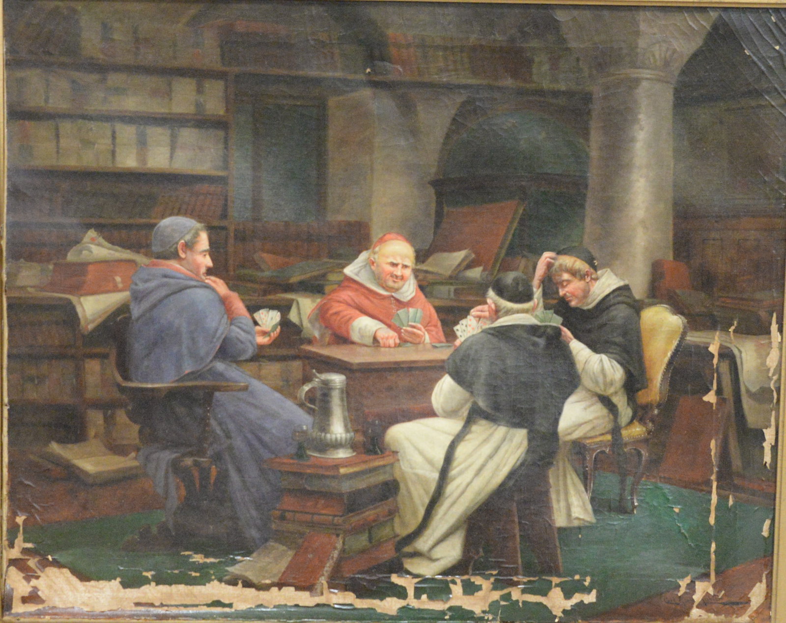 Carl Adolph Richter (German 19th Century): Carl Adolph Richter (German 19th Century) "Clergy Playing Cards" Oil on canvas Signature lower right "Carl Adolph Richter" 24" x 30"
