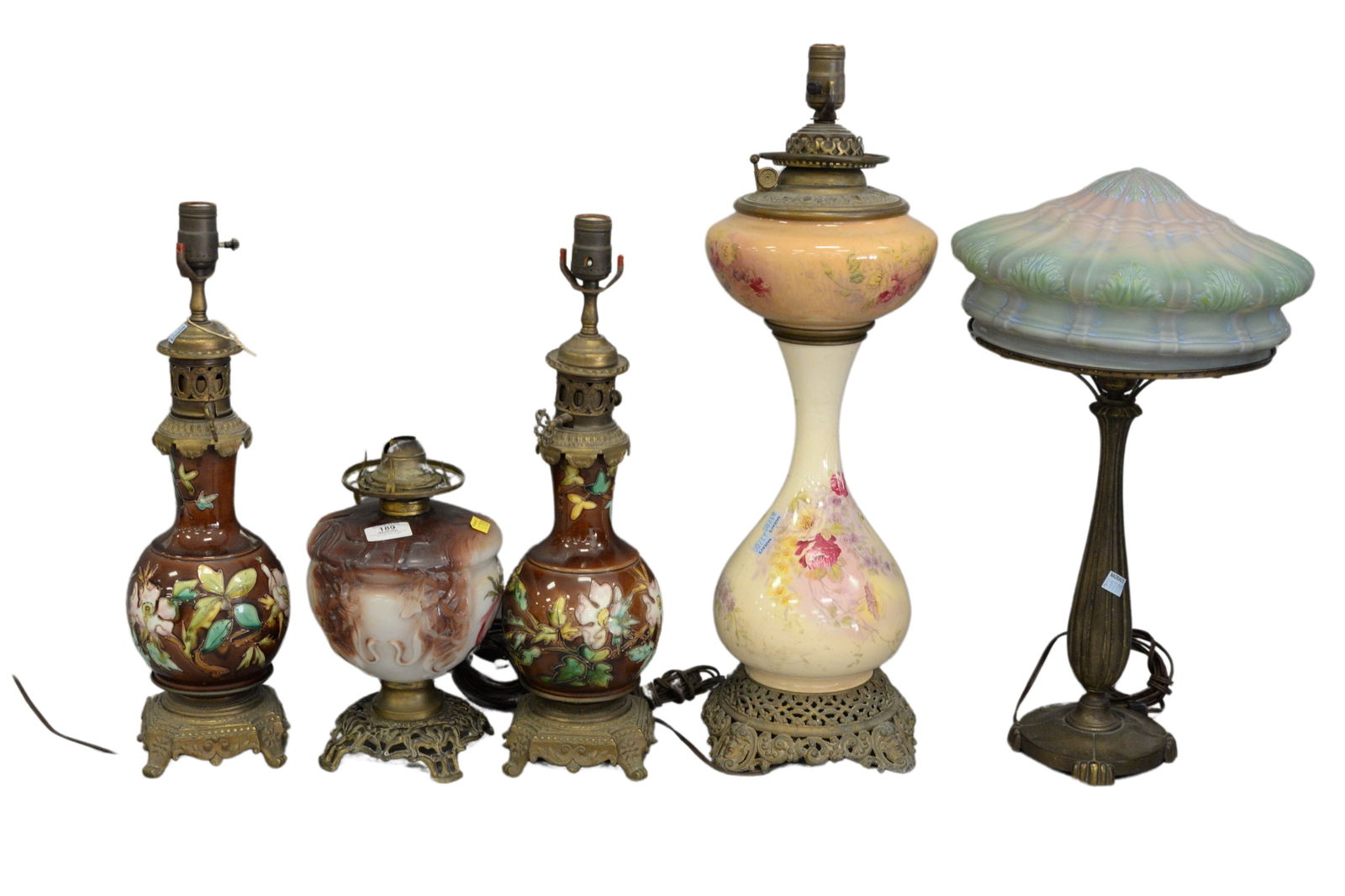 Group of Five Porcelain and Brass Lamps (1 of 7)