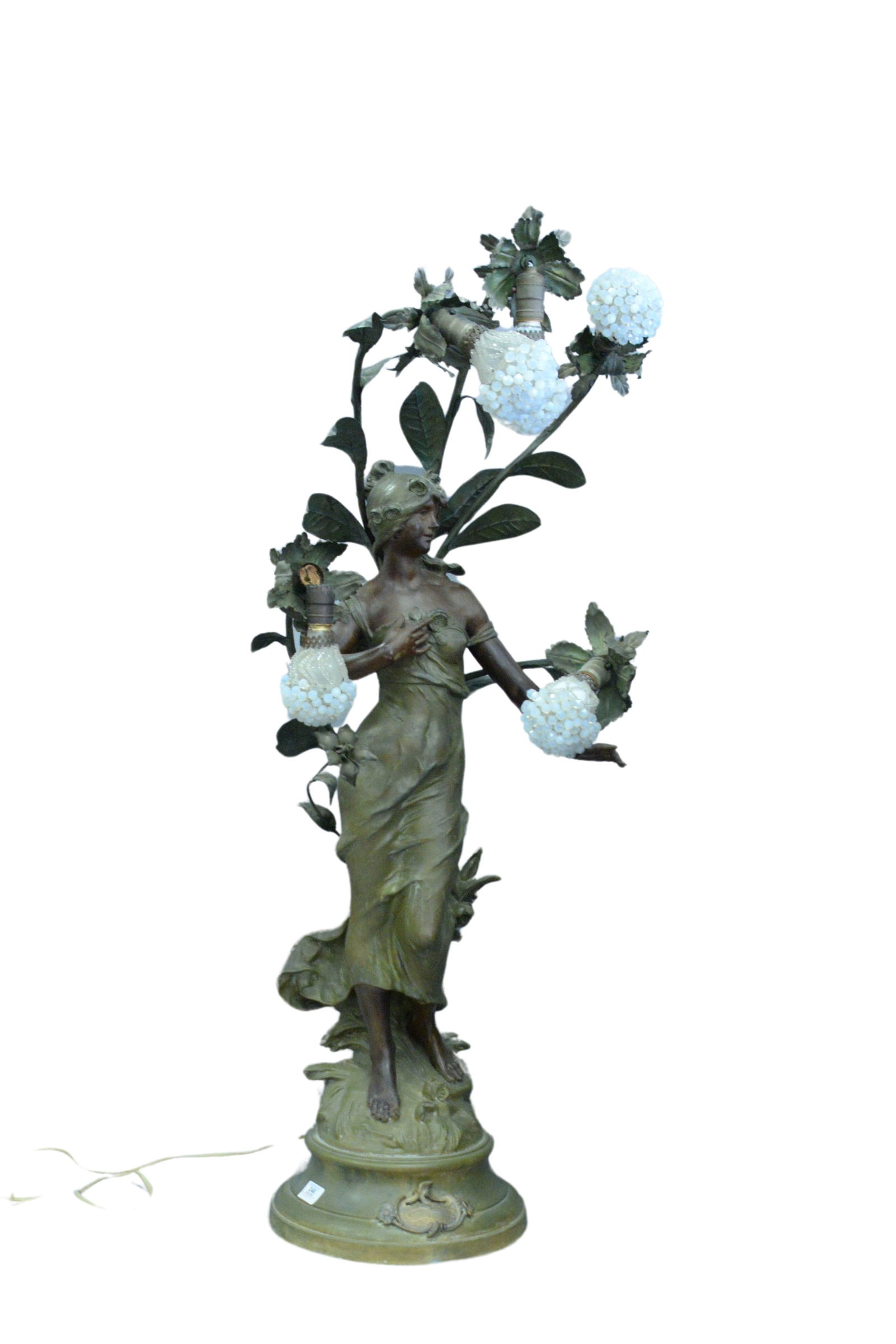 Large French Cast Metal Art Nouveau Lamp (1 of 9)