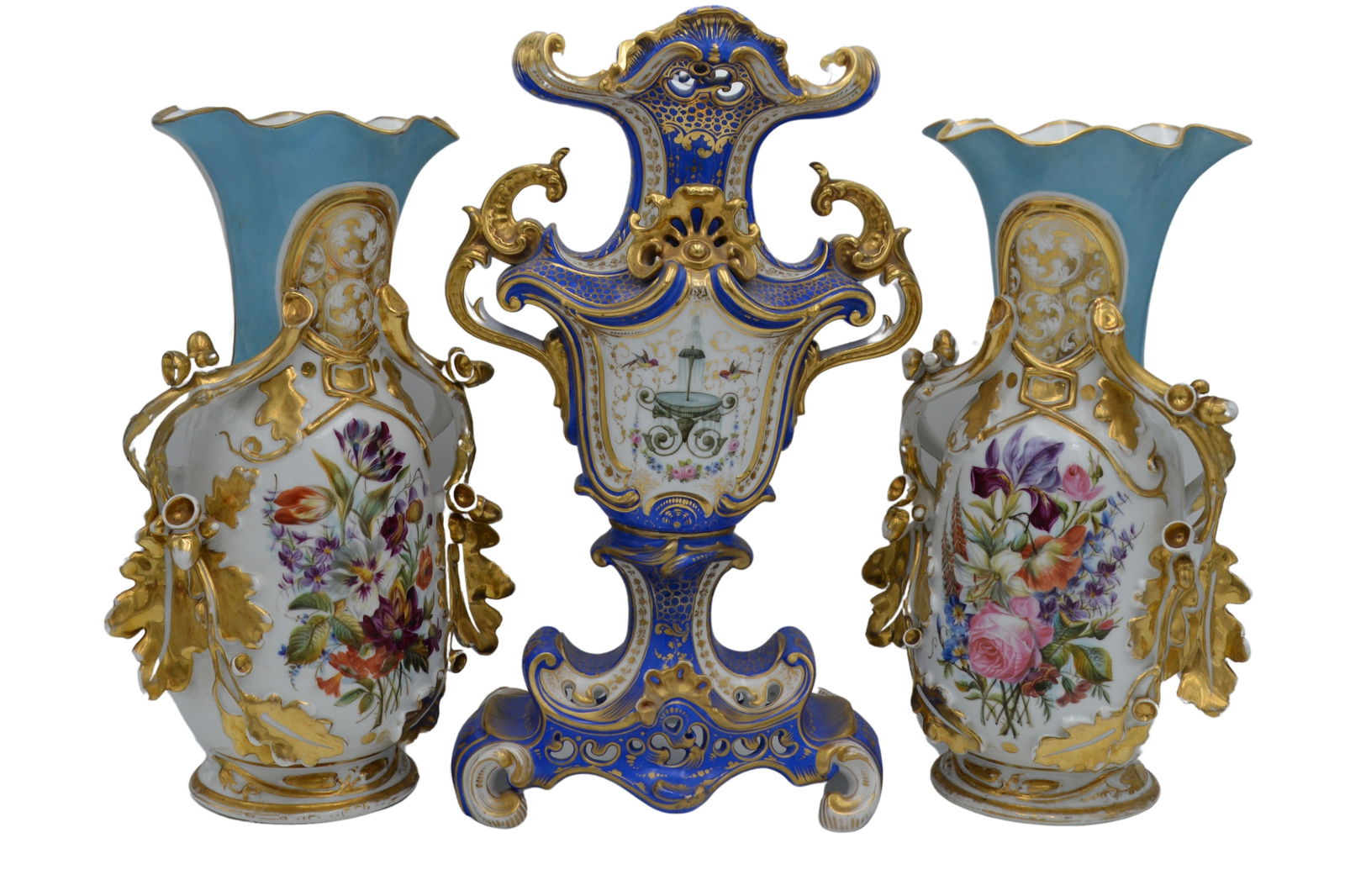 Group of Three French Style Gilt Porcelain Vases (1 of 7)