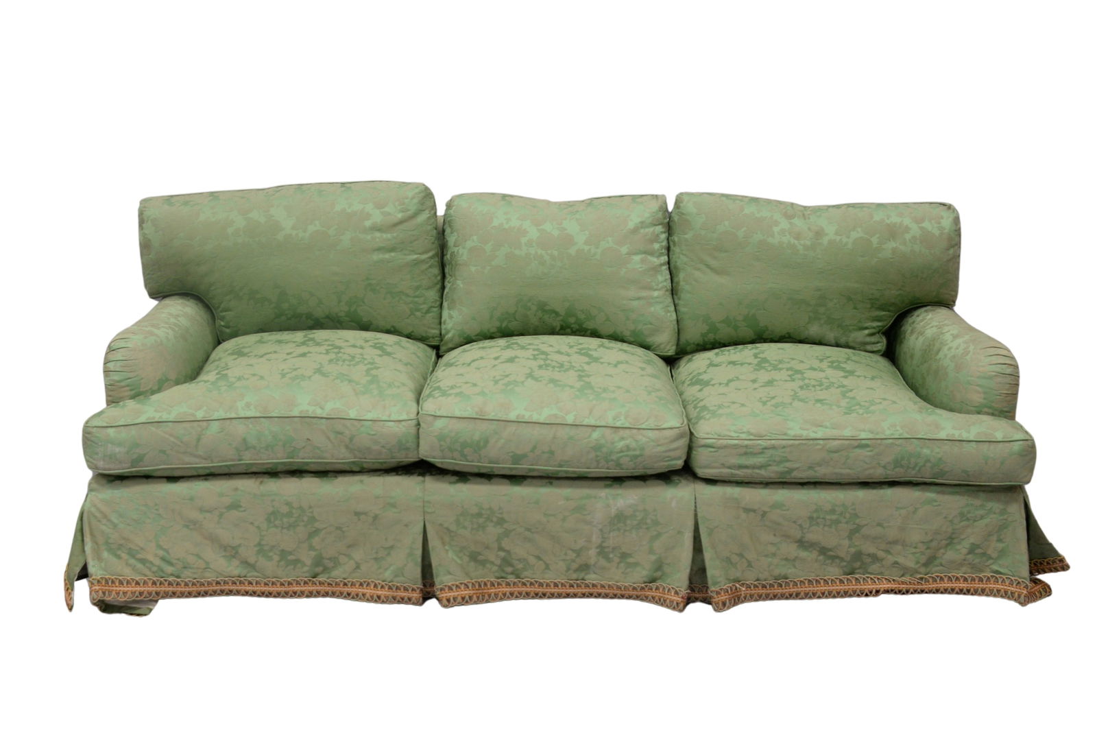 Custom Silk Upholstered Three Cushion Sofa, with down cushion (1 of 5)