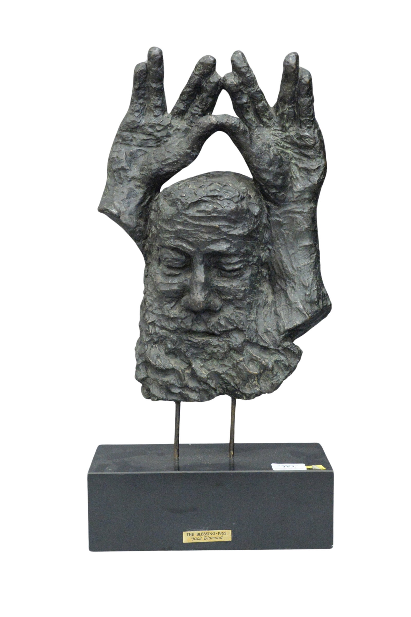Jack Diamond "The Blessing" Bronze Sculpture: Jack Diamond "The Blessing" Bronze Sculpture depicting a man giving the blessing of the Kohanim, signed on back, 1962, height 22 inches