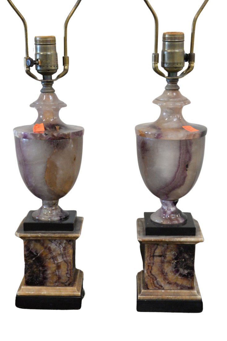 Pair of Stone Urns Mounted as Lamps (1 of 4)