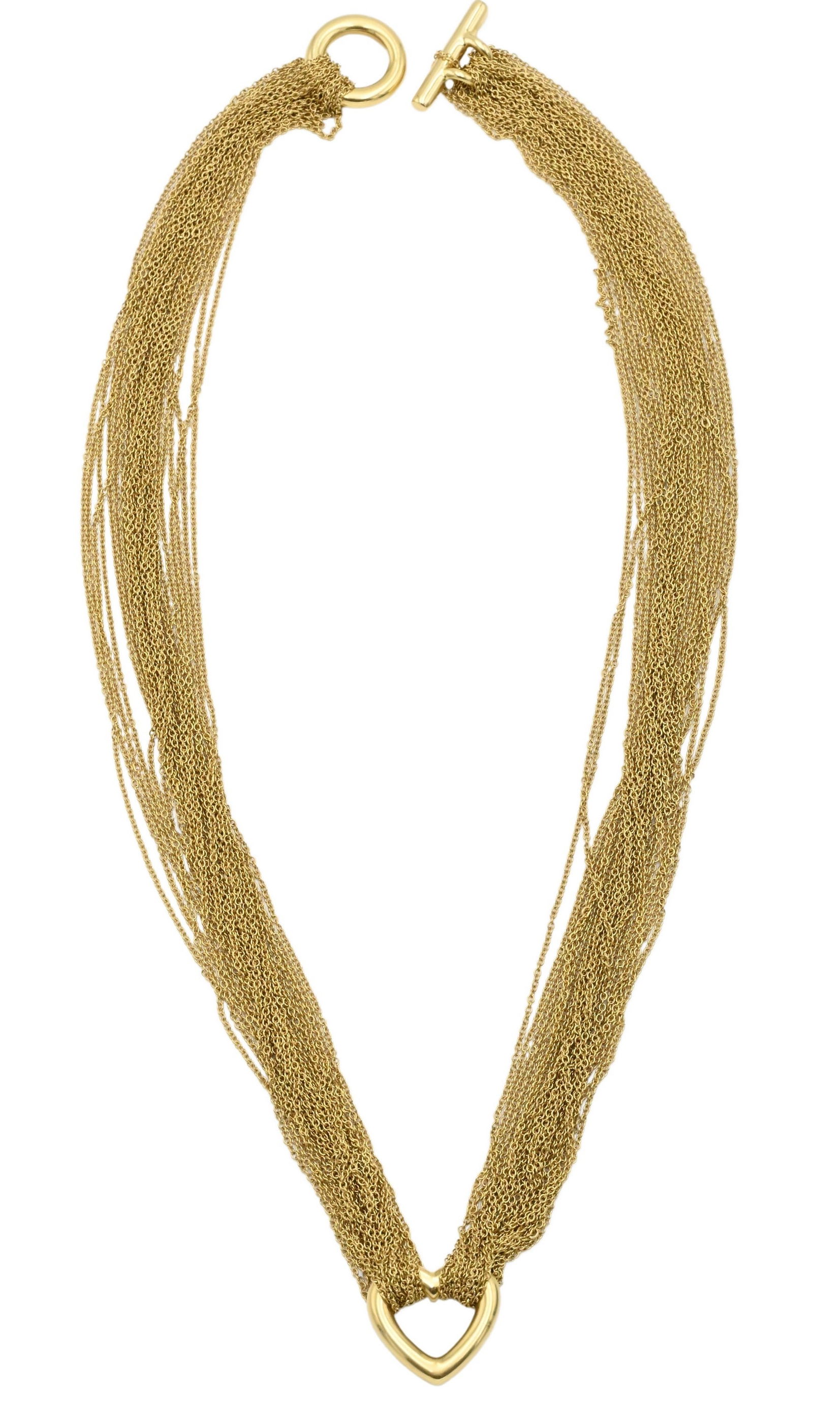 Tiffany and Company 18K Yellow Gold Multi Strand Mesh Heart Toggle Necklace (1 of 6)