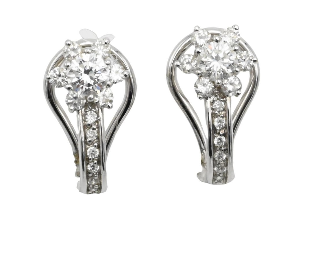Pair of 18K White Gold Earrings with Center Diamond (1 of 4)