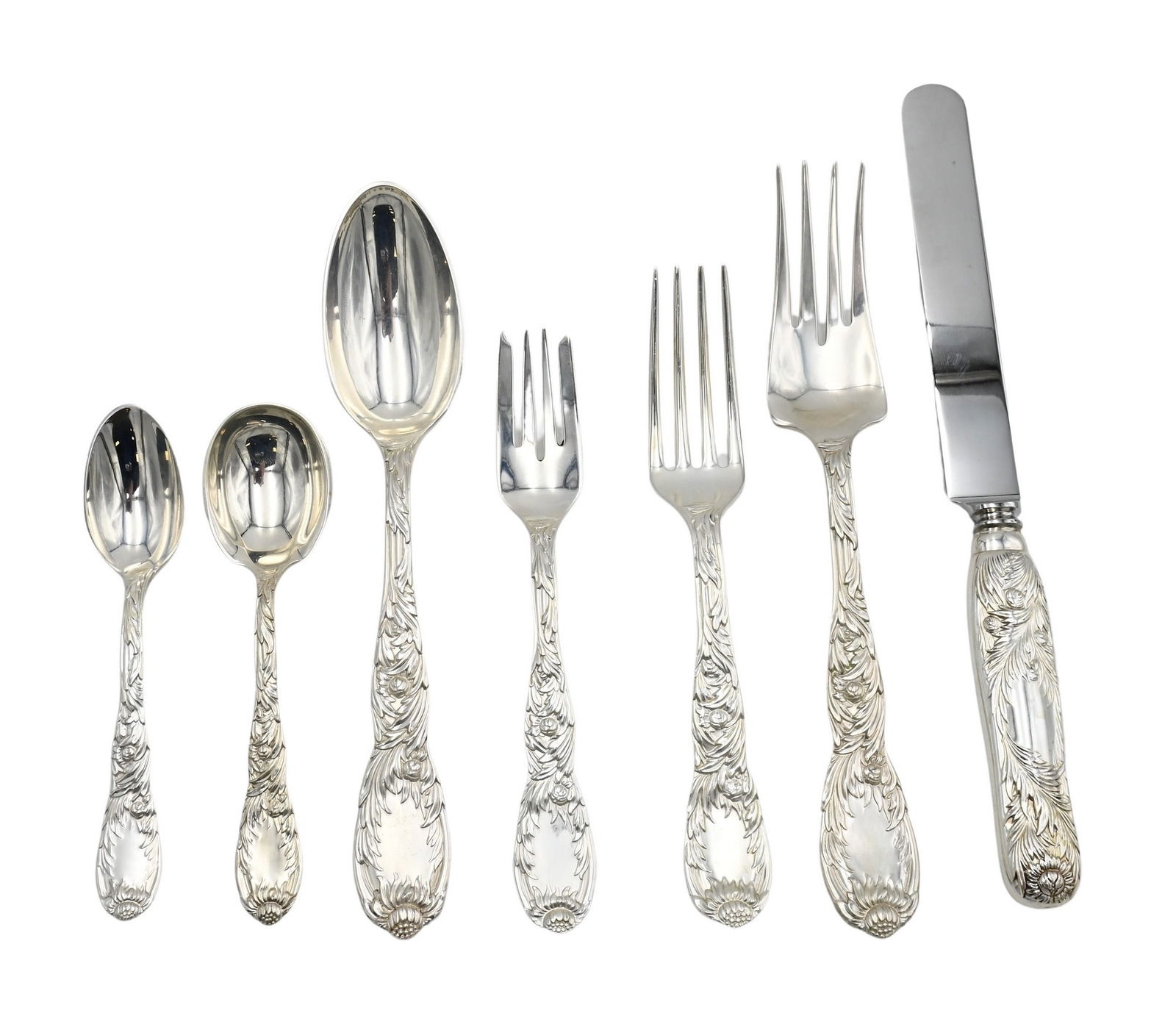 Tiffany and Company "Chrysanthemum" 68 Piece Sterling Silver Flatware Set (1 of 9)