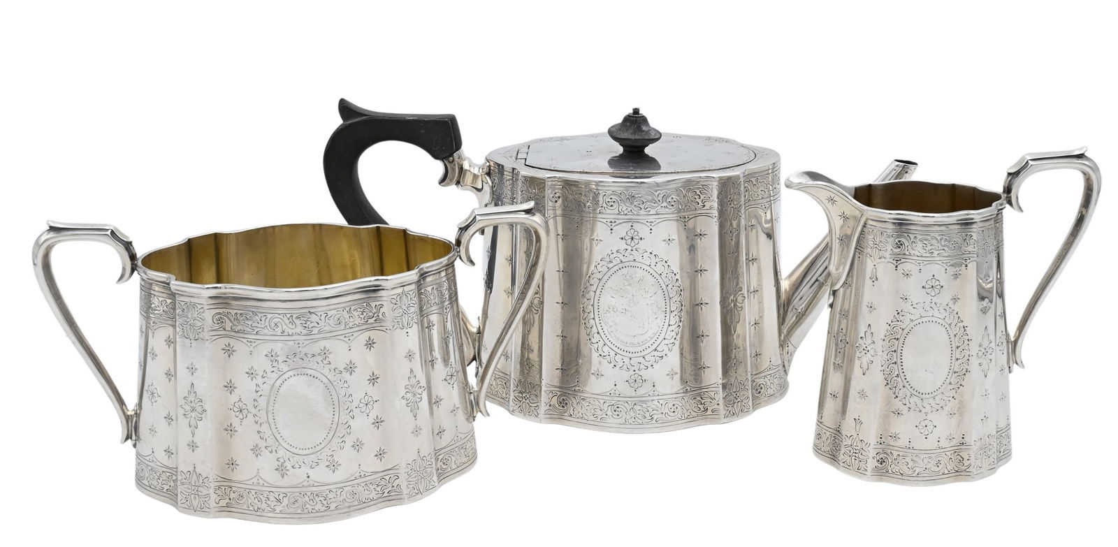 Victorian Sterling Silver Three Piece Tea and Coffee Service (1 of 8)
