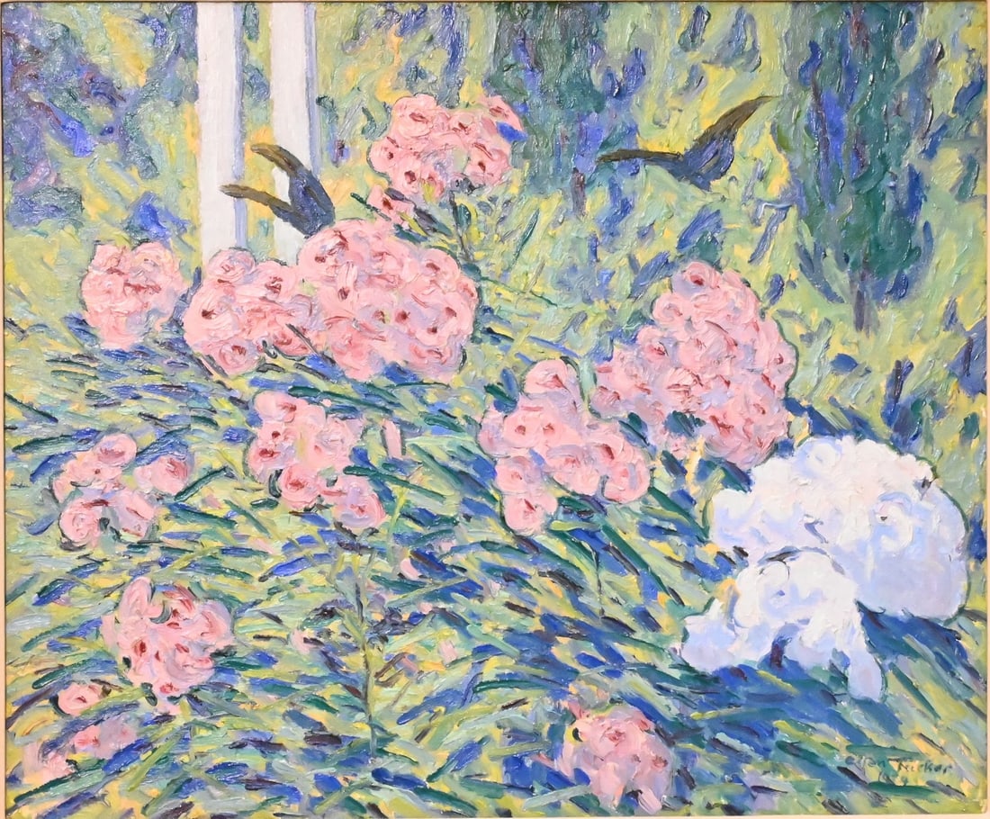 Allen Tucker (American 1866 - 1939): Allen Tucker (American 1866 - 1939) "Phlox", 1924 Oil on canvas Signed and dated lower right Allen Tucker 1924 20" x 24" Provenance: The Gould Estate, Sutton Place, New York Hirschl and Adler Gallerie