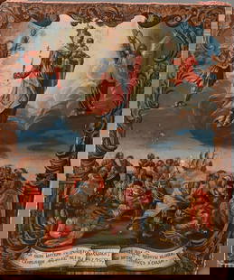 A Russian Icon of "Our Lady of Joy to Those Who Suffer": A Russian Icon of "Our Lady of Joy to Those Who Suffer" 17th/18th century Oil on wood Rough translation of bottom inscription "This is the image of the mother of the creator of all, there is great joy