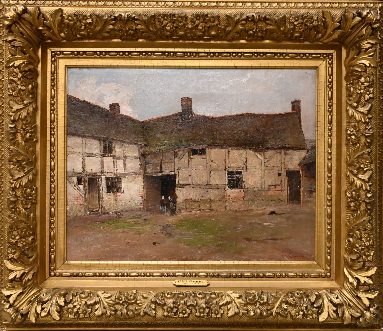 Charles Edwin Lewis Green (American 1844 - 1915): Charles Edwin Lewis Green (American 1844 - 1915) Coastal Village Oil on canvas Signed lower right C.E.L Green 14" x 17 1/2" Condition: some surface grime and paint loss