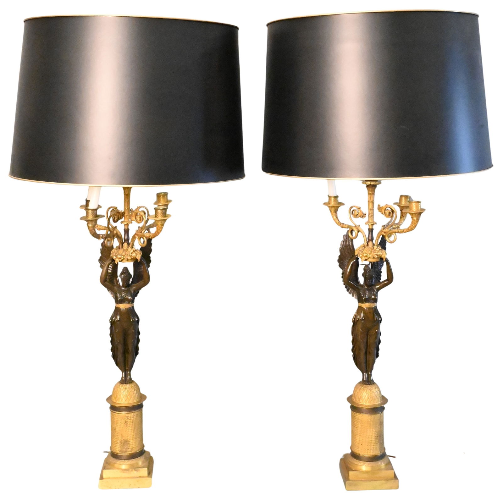 Pair of Empire Gilt Bronze Winged Figural Candelabra (1 of 12)