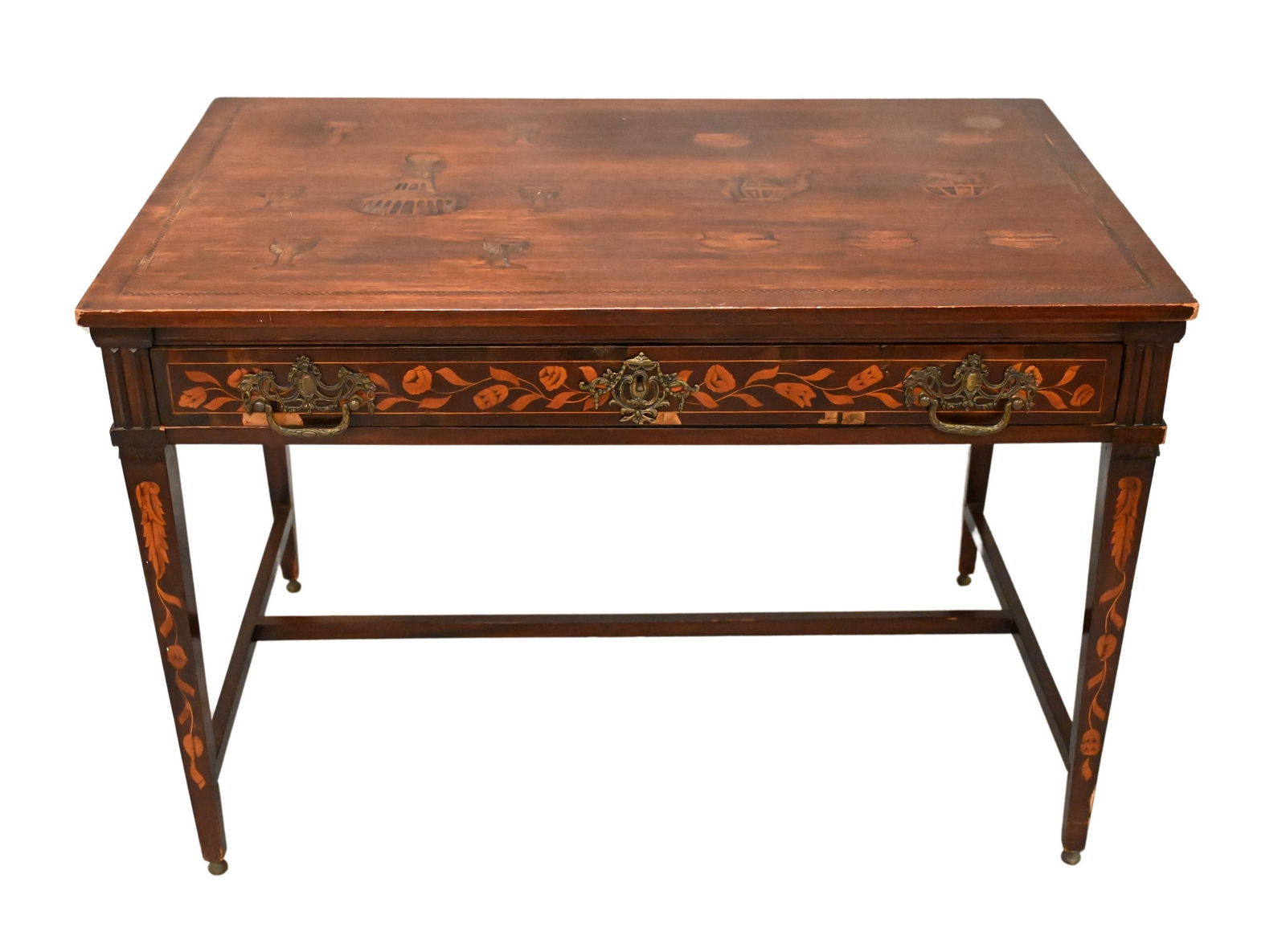 Dutch Floral Marquetry Mahogany Writing Table (1 of 6)