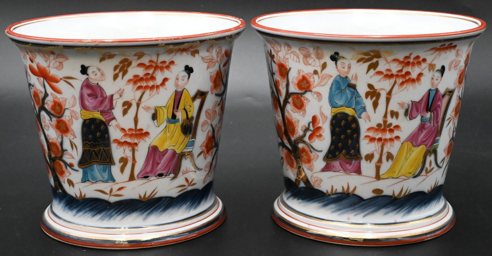 Pair of Bayeux Porcelain Chinoiserie Cachepots (1 of 7)