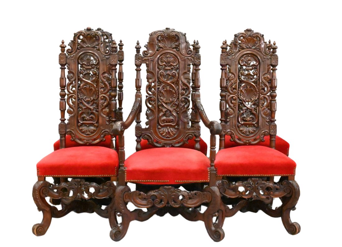 Set of Six Pierced Carved Chairs (1 of 8)
