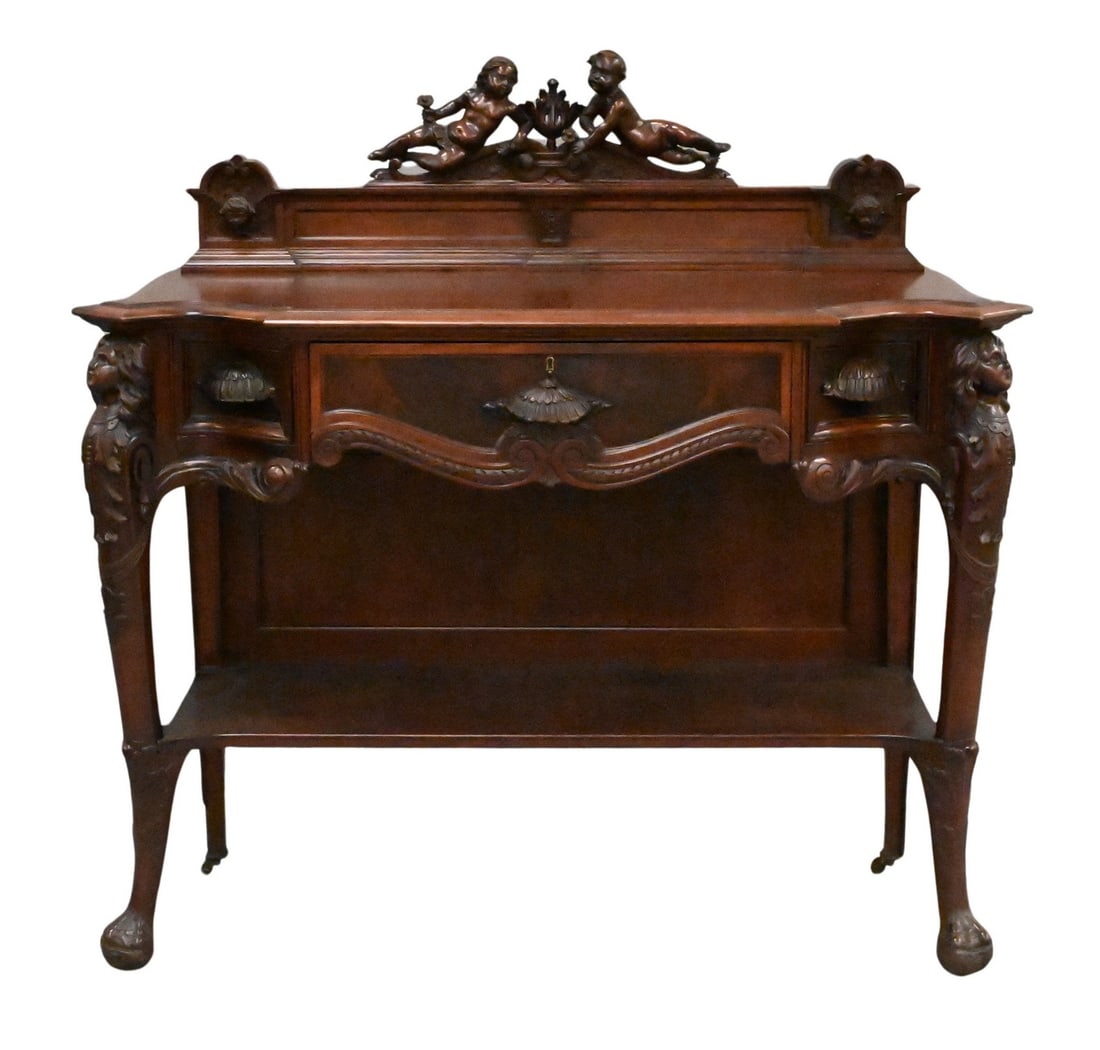 Victorian Mahogany Server with Putti Backsplash (1 of 7)