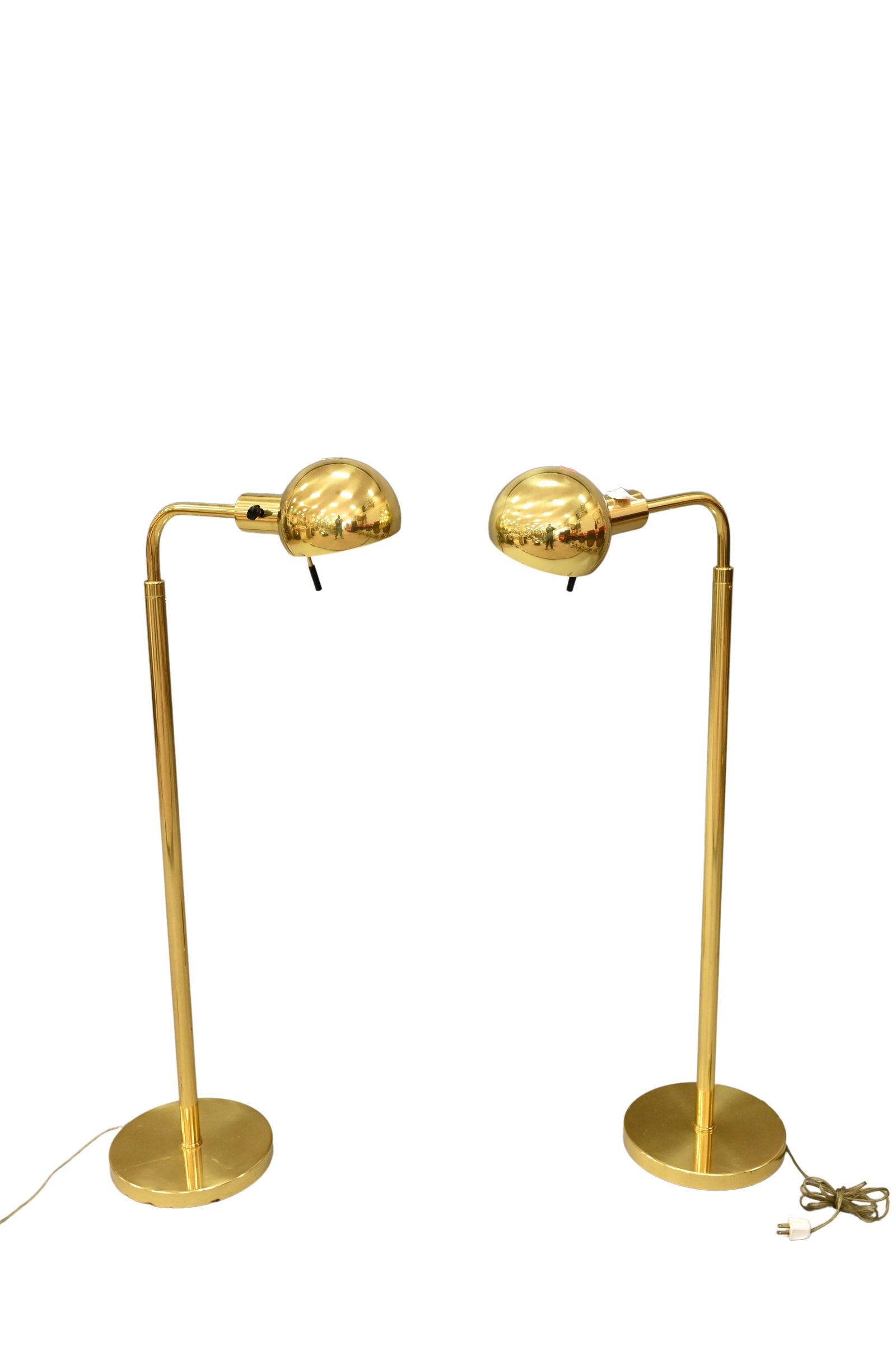 A Pair of Brass Hansen Mid Century Modern Adjustable Floor Lamps (1 of 6)