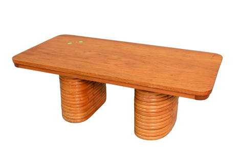 Paul Frankl Stacked Rattan Coffee Table: Paul Frankl Stacked Rattan Coffee Table height 14 inches, top 19 1/2" x 39 1/2" Provenance: Estate of Sheila Shevin of Rye, New York