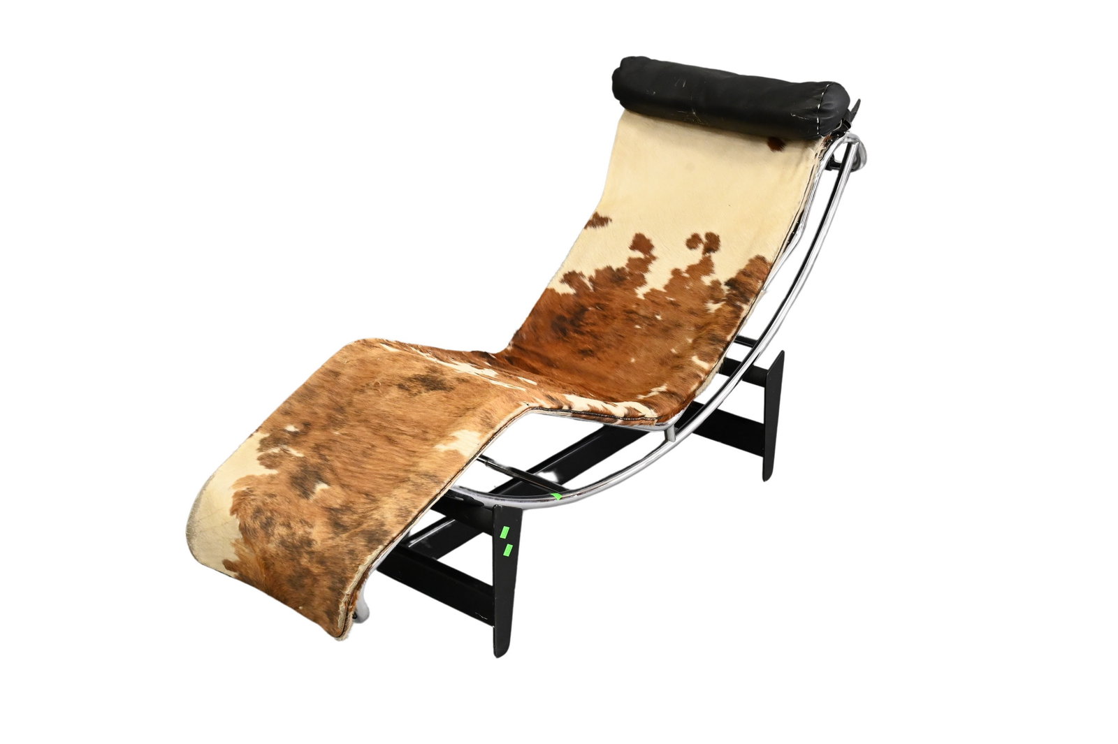 Corbusier Cowhide LC4 Chaise Lounge: Corbusier Cowhide LC4 Chaise Lounge older, with wear to cowhide height 27 inches, length 64 inches, width 22 inches