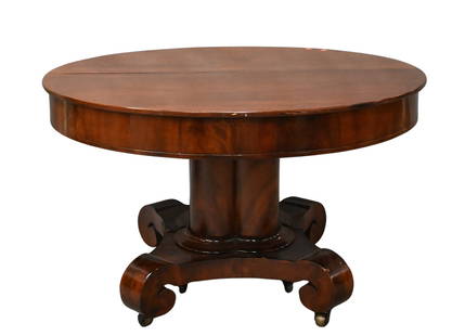 Mahogany Victorian Round Dining Table: Mahogany Victorian Round Dining Table with eight leaves height 29 1/2 inches, open top 48" x 136"