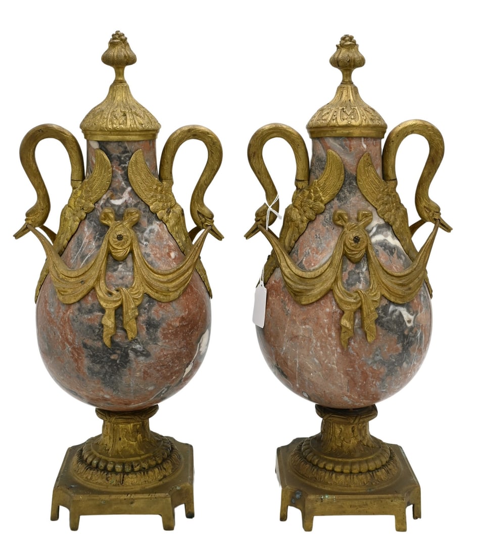 Pair Of French Style Rouge Marble Cassoulets (1 of 6)