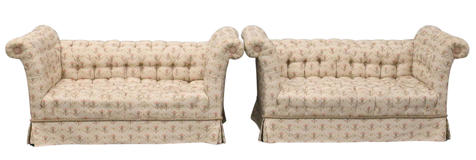 Pair Of Tufted And Custom Upholstered Loveseats Auction