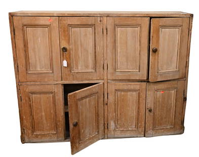 Primitive Pine Cupboard: Primitive Pine Cupboard having eight doors height 37 inches, top 10 1/2" x 47 1/2"