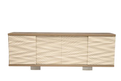 Sally Sirkin Lewis for J. Robert Scott Modernist Lacquered Sideboard: Sally Sirkin Lewis for J. Robert Scott Modernist Lacquered Sideboard having four sliding doors height 29 inches, length 84 inches