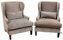 Pair of Andrew Martin Fleming Wingback Armchairs