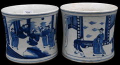 Two Chinese Blue and White Porcelain Brush Pots