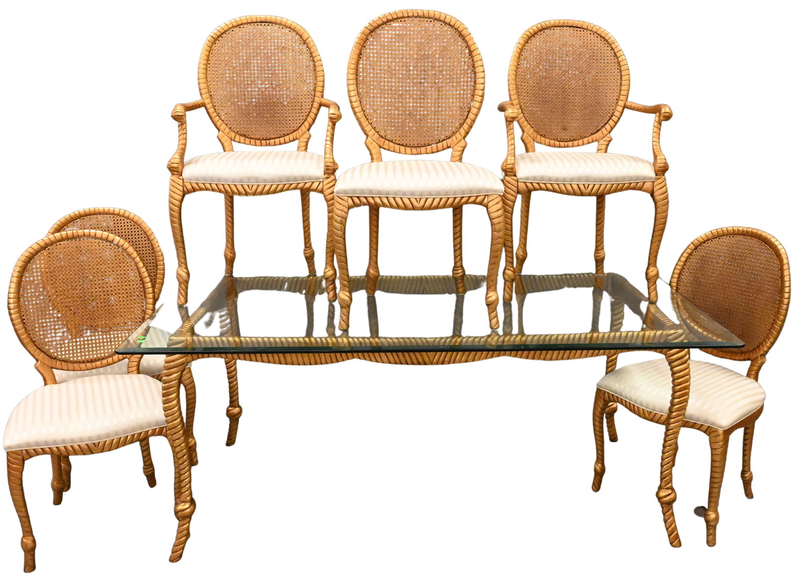 Seven Piece Carved Rope Style Dining Set (1 of 6)