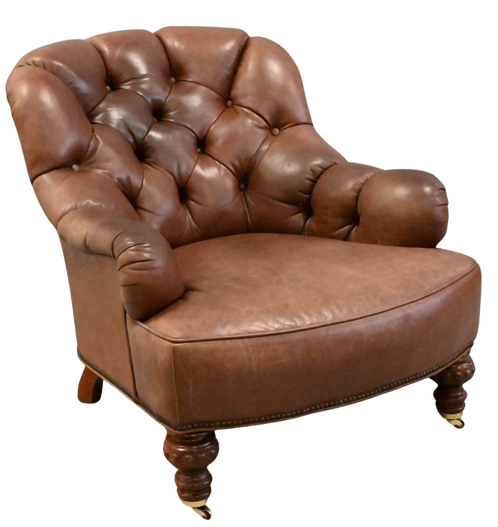 Baker Brown Leather Easy Chair (1 of 6)